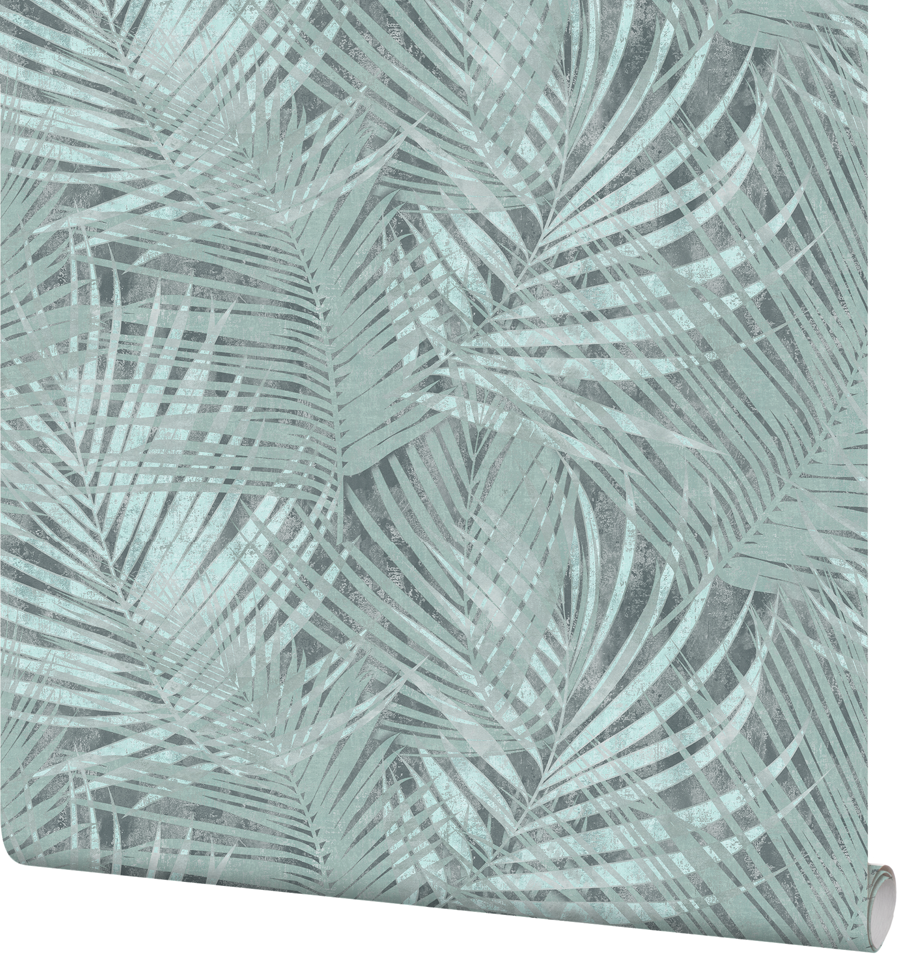 Флизелиновые обои WALL UP MOUSSON бирюзовые с растительным орнаментом 87892190