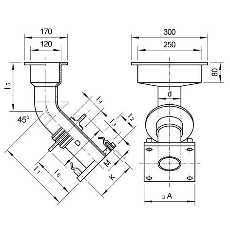 SANIT 750440500 Канал слив ПЭ, под углом 45 °, односторонний фланец, муфта анкеры из нержавеющей стали V4A  - Вид №1