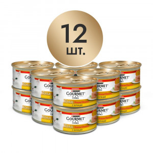 ПР0044403*12 Корм для кошек Голд Нежная начинка с курицей, банка 85 г (упаковка - 12 шт) Gourmet