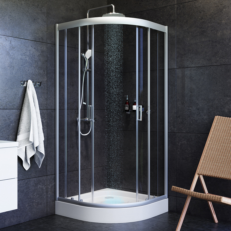 W83G-315-090CT Solo Slide Стекла для душ. ограждения 90x90 стекло прозрачное проф хром глянц AM.PM Like - Вид №1