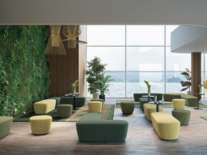 Круглый пуф из ткани