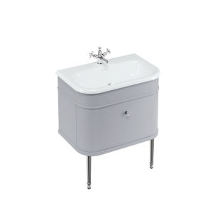 Burlington Chalfont Chalfont 750мм Тумбочка с одним ящиком - Классический серый с хромированными ножками CH75G-CHLEGCHR