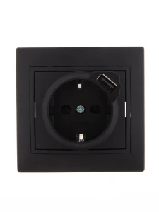 MIRA Розетка сз + USB разъём черный бархат
