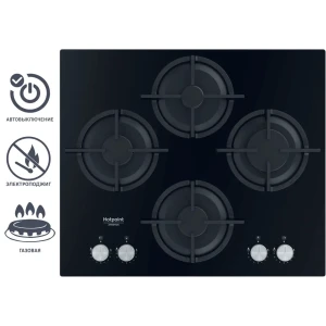 Варочная панель газовая Hotpoint QS 61S/BK 4 конфорки 60x51 см цвет чёрный 84466931 STLM-2063238