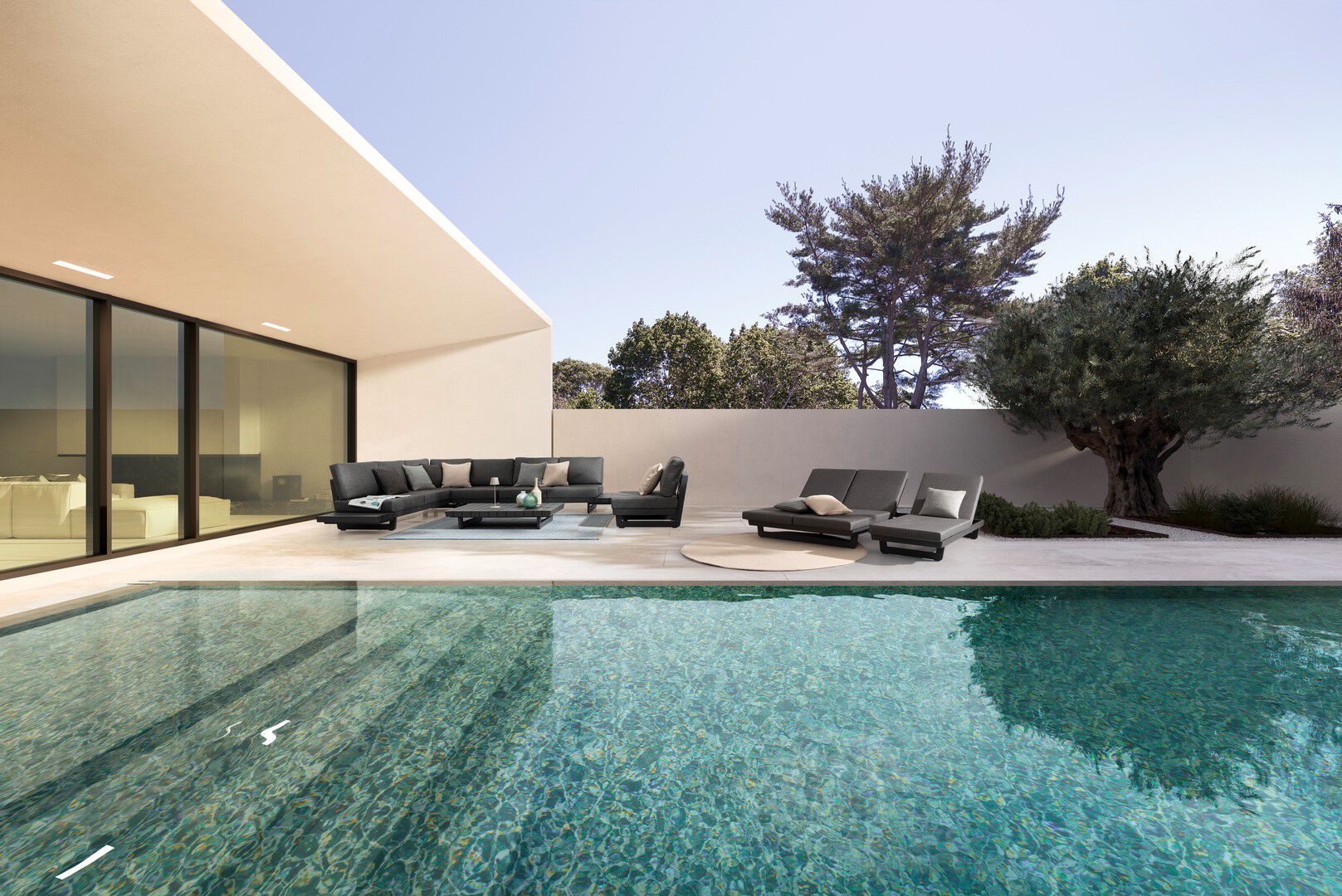 Двуспальная Садовая кровать с откидной спинкой из ткани BIZZOTTO Infinity ARCH-00146057 - Вид №25