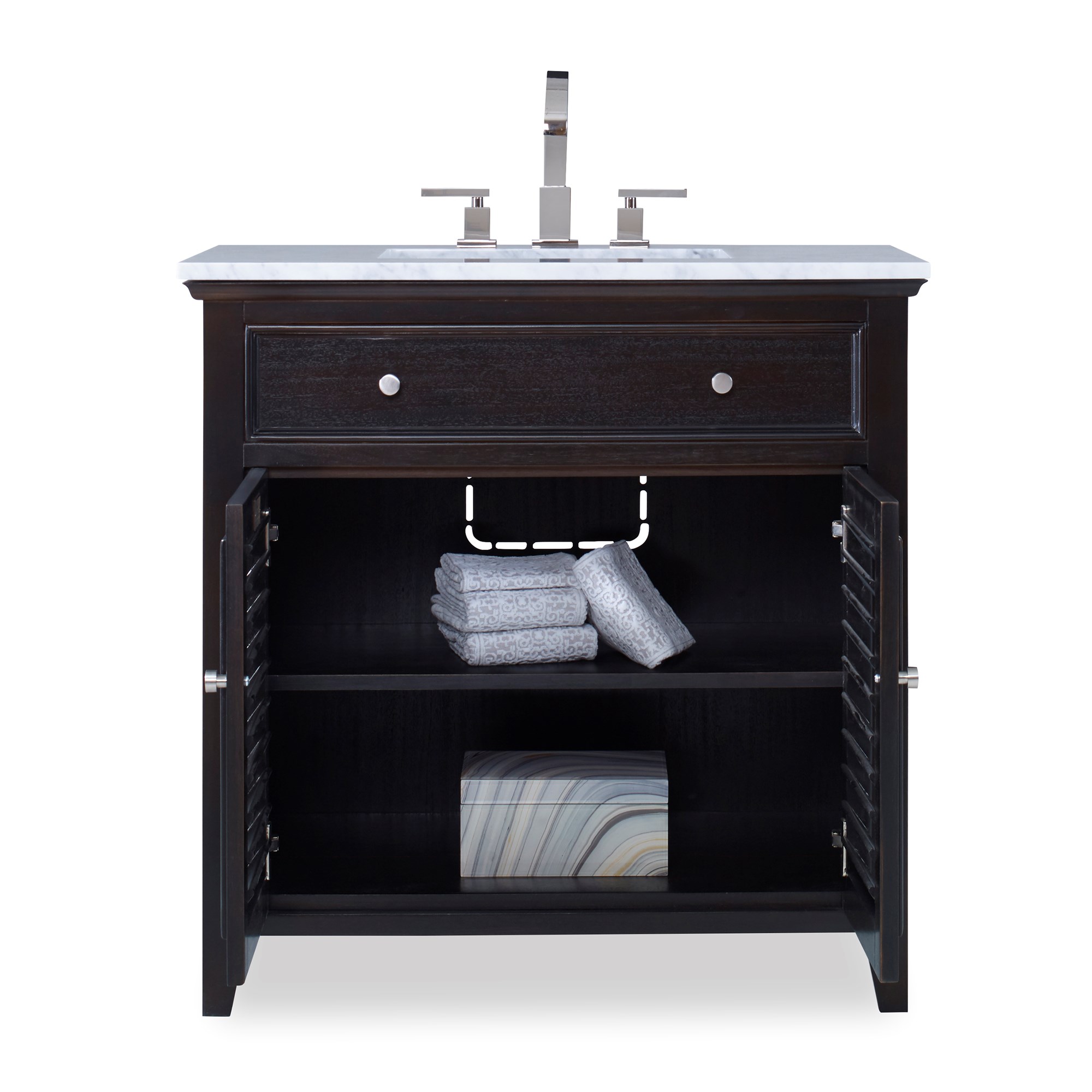 Тумбочка, средняя (от 34 до 36,5) 17590-110-326 Louvered Sink Chest - Rubbed Raven Ambella  - Вид №6
