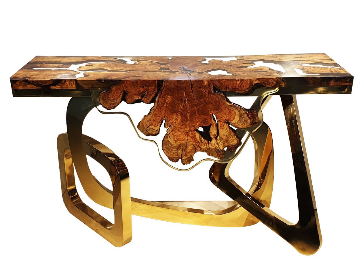 Прямоугольная консоль из оливкового дерева и смолы Legnor LEG2408788 ARCH-00127616 - Вид №1