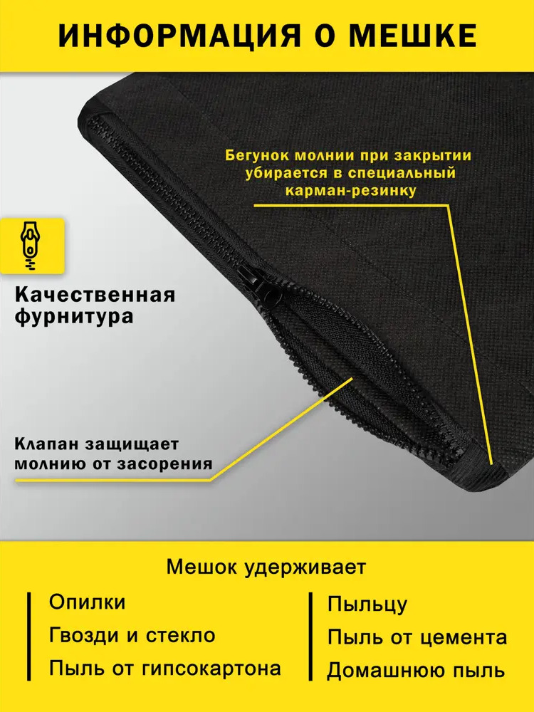 91637667 Мешок многоразовый с молнией для пылесоса ПС-1600М Clean bags с молнией 36 л 1 шт STLM-0838582