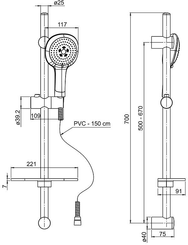 Paini Novara 50CR124/P18 душевой гарнитур - Вид №3