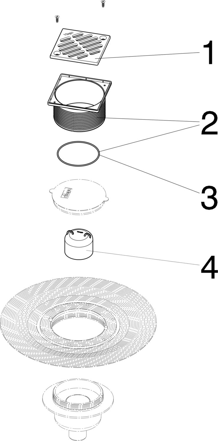 Канализационная арматура  Напольные трапы Advantix  Трапы VIEGA 754 990 1) Модель 4951.21 Santreyd  - Вид №1