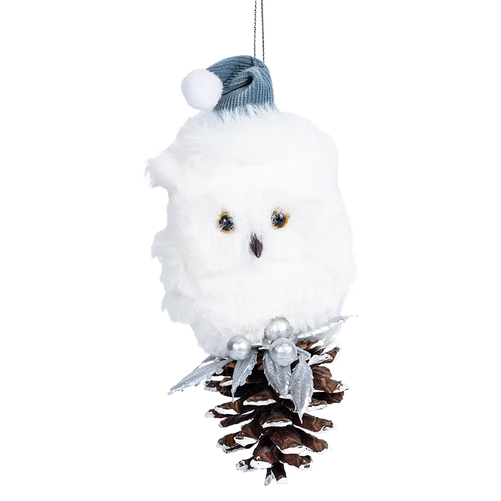 89368973 Украшение декоративное подвесное СОвушка 15x7.5 см белый STLM-1439813 Santreyd 