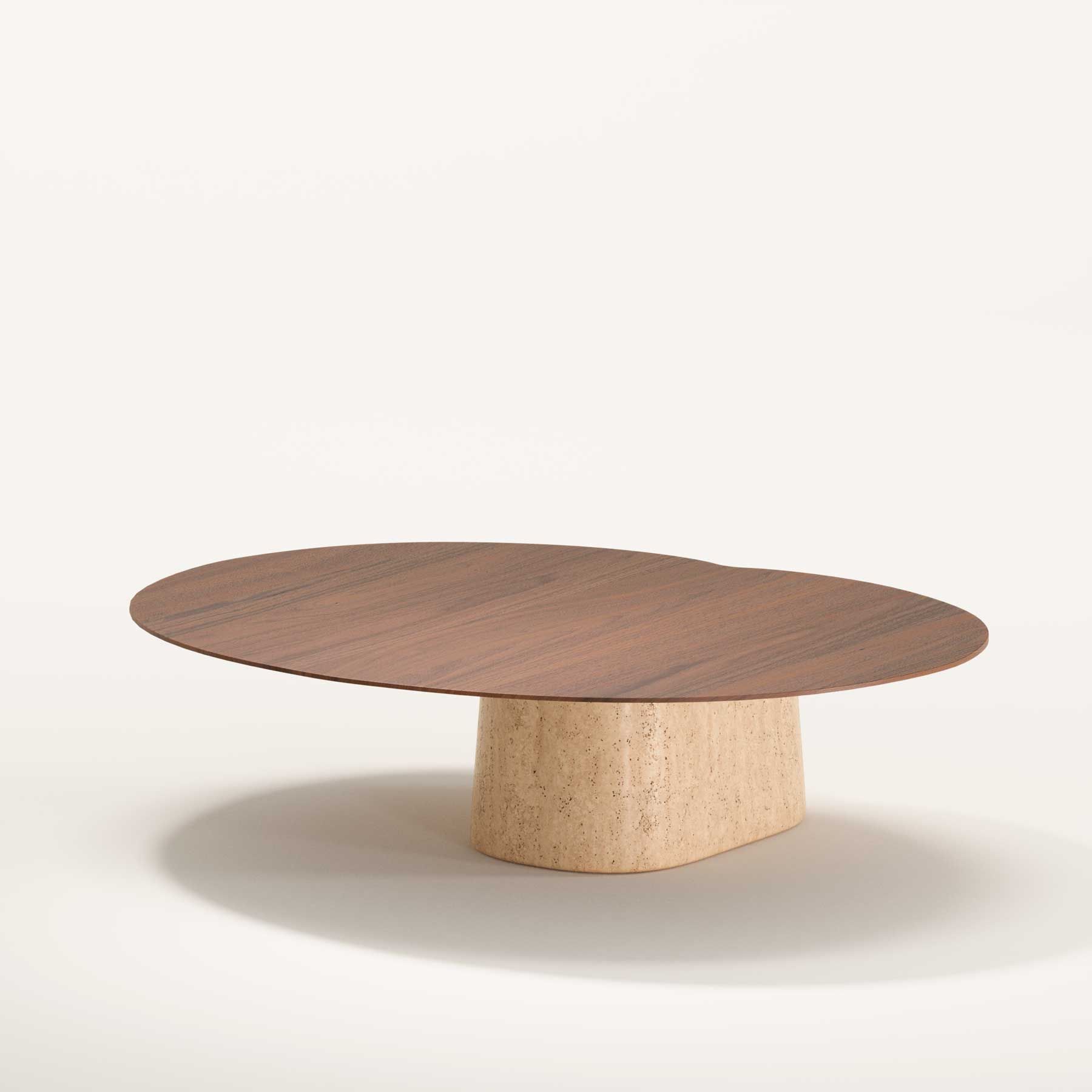 Низкий овальный журнальный столик из дерева и травертина Wewood Anchor ARCH-00091097 - Вид №10