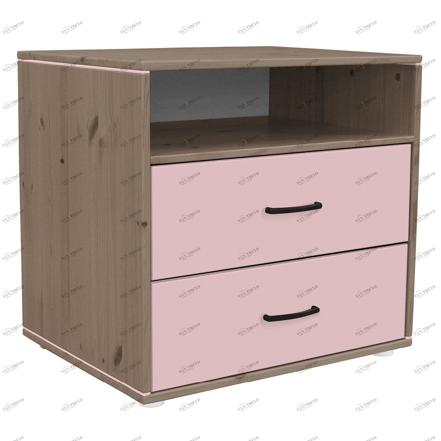 Комод Flexa Classiс storage с 2 выдвижными ящиками и 1 полкой, коричневый/розовый 812431458