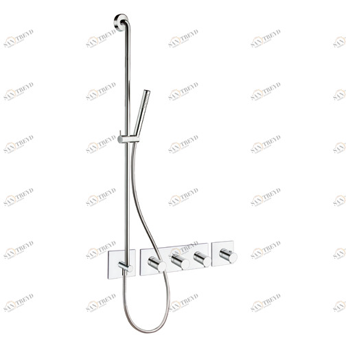 CRIXT768 Внешние части термостатического смесителя для CRICS719 со скользящей штангой, ручным душем с защитой от накипи, гибким шлангом LONG LIFE и металлической пластиной Cristina Rubinetterie 