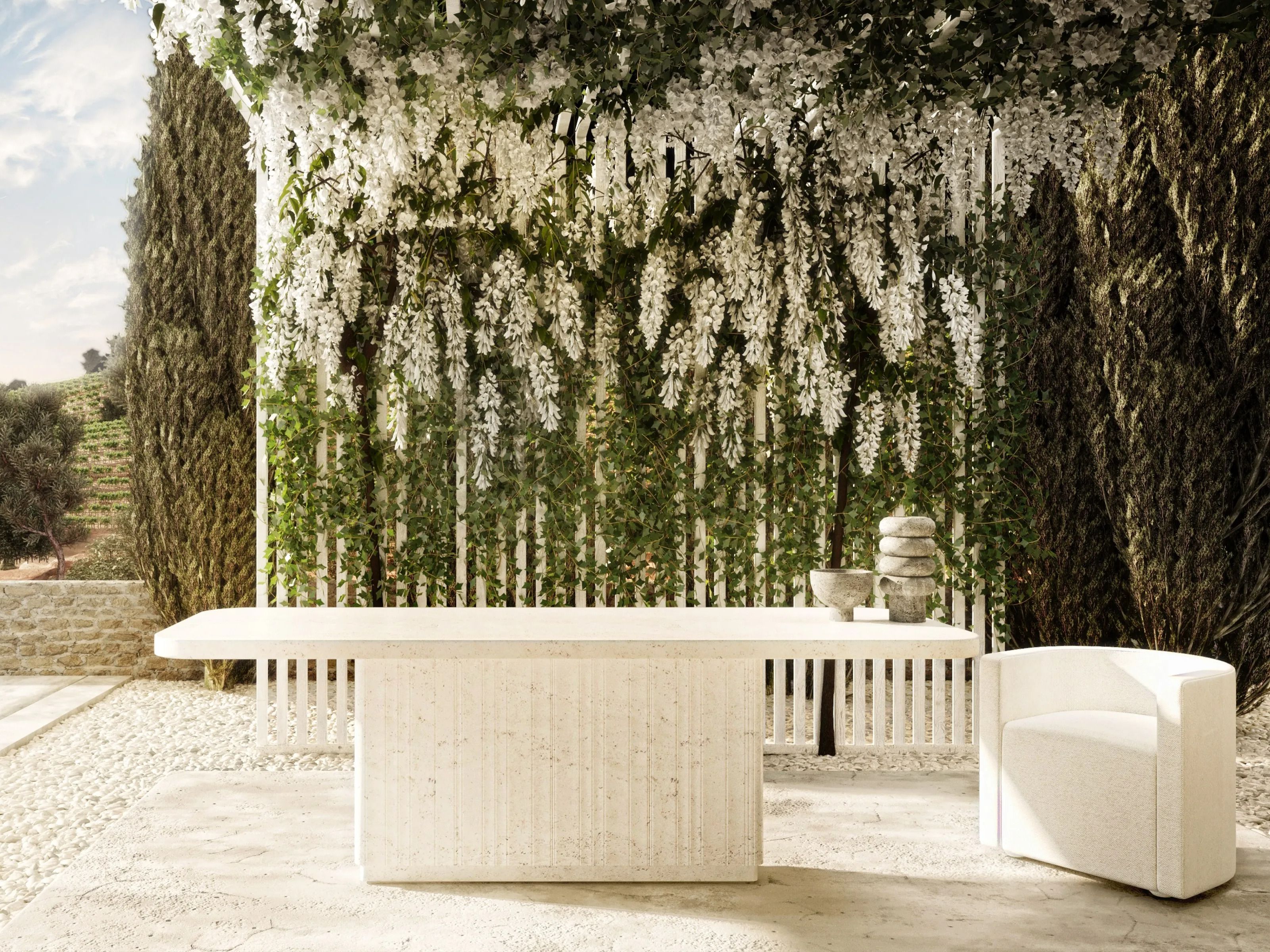 Прямоугольный стол из травертина Davani Purity ARCH-00042778 - Вид №4