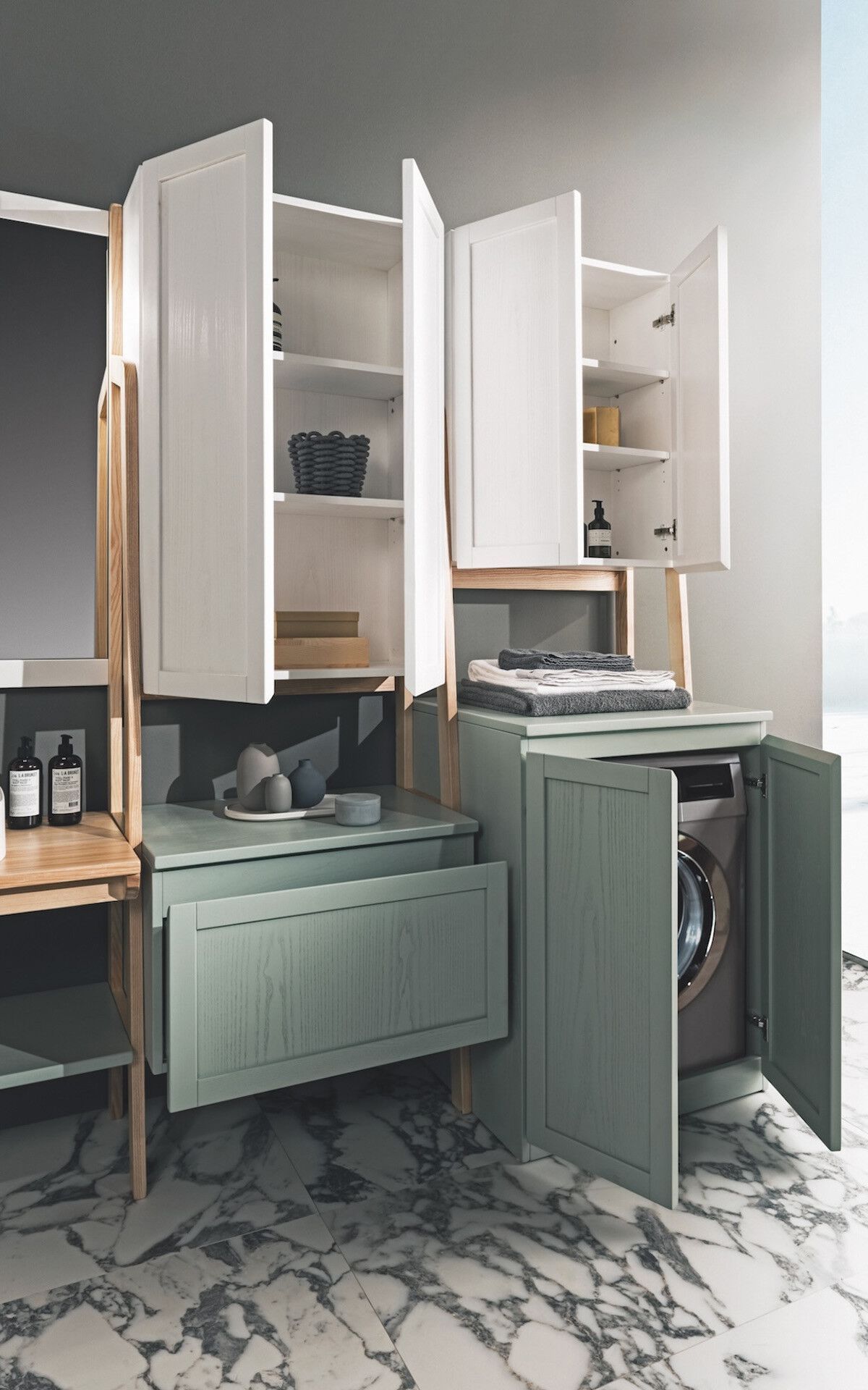 Напольная раковина из ясеня с зеркалом Gaia Mobili Contemporary ARCH-00003243 - Вид №3