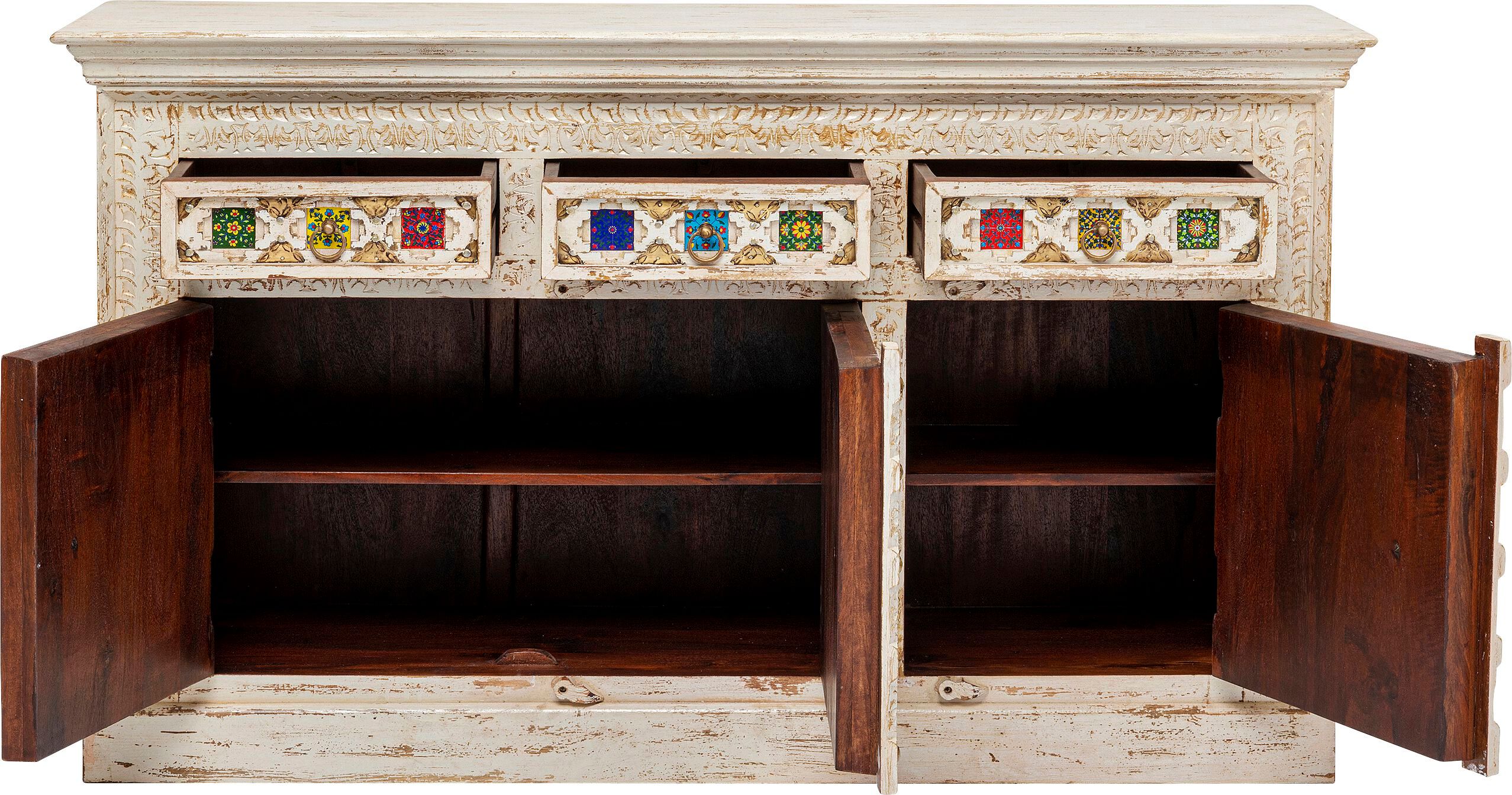 Шкаф из массива дерева с распашными дверцами и ящиками KARE Design Bazar ARCH-00090603