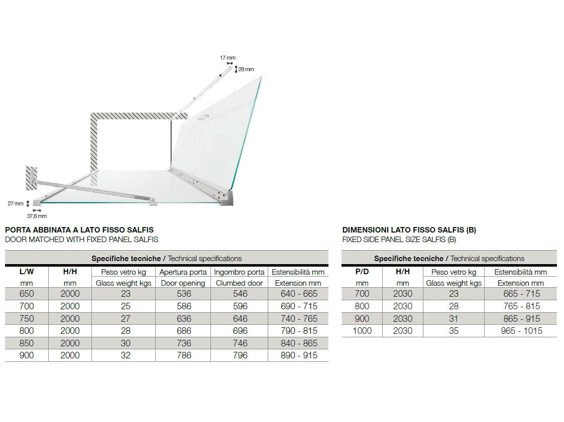 Алюминиевая и стеклянная угловая душевая кабина с распашной дверью TAMANACO SWING ARCH-00114950 - Вид №22