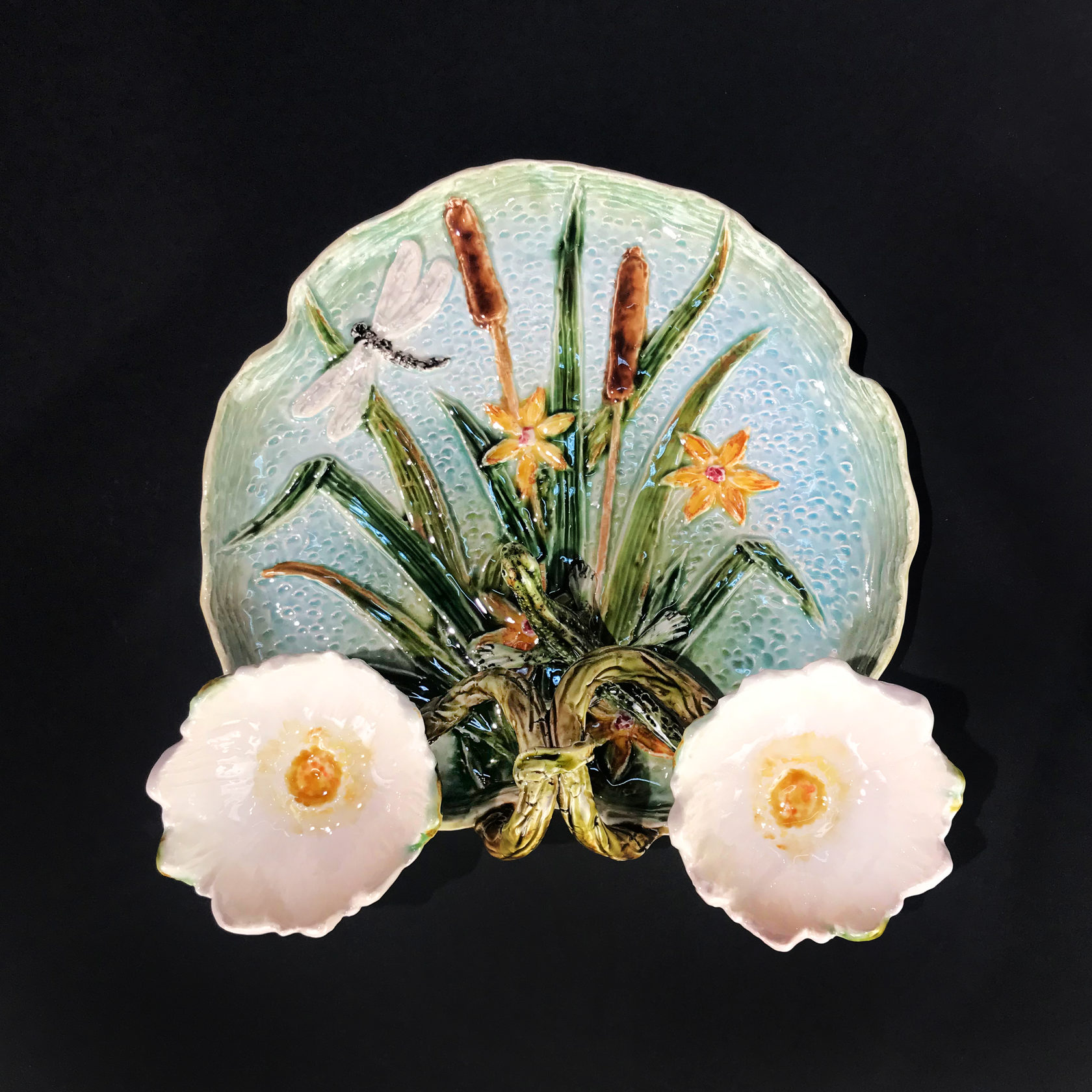 Блюдо для закусок (с двумя кувшинками) Серо-зеленый PROVANSFAIENCE sun-id-994585 - Вид №14