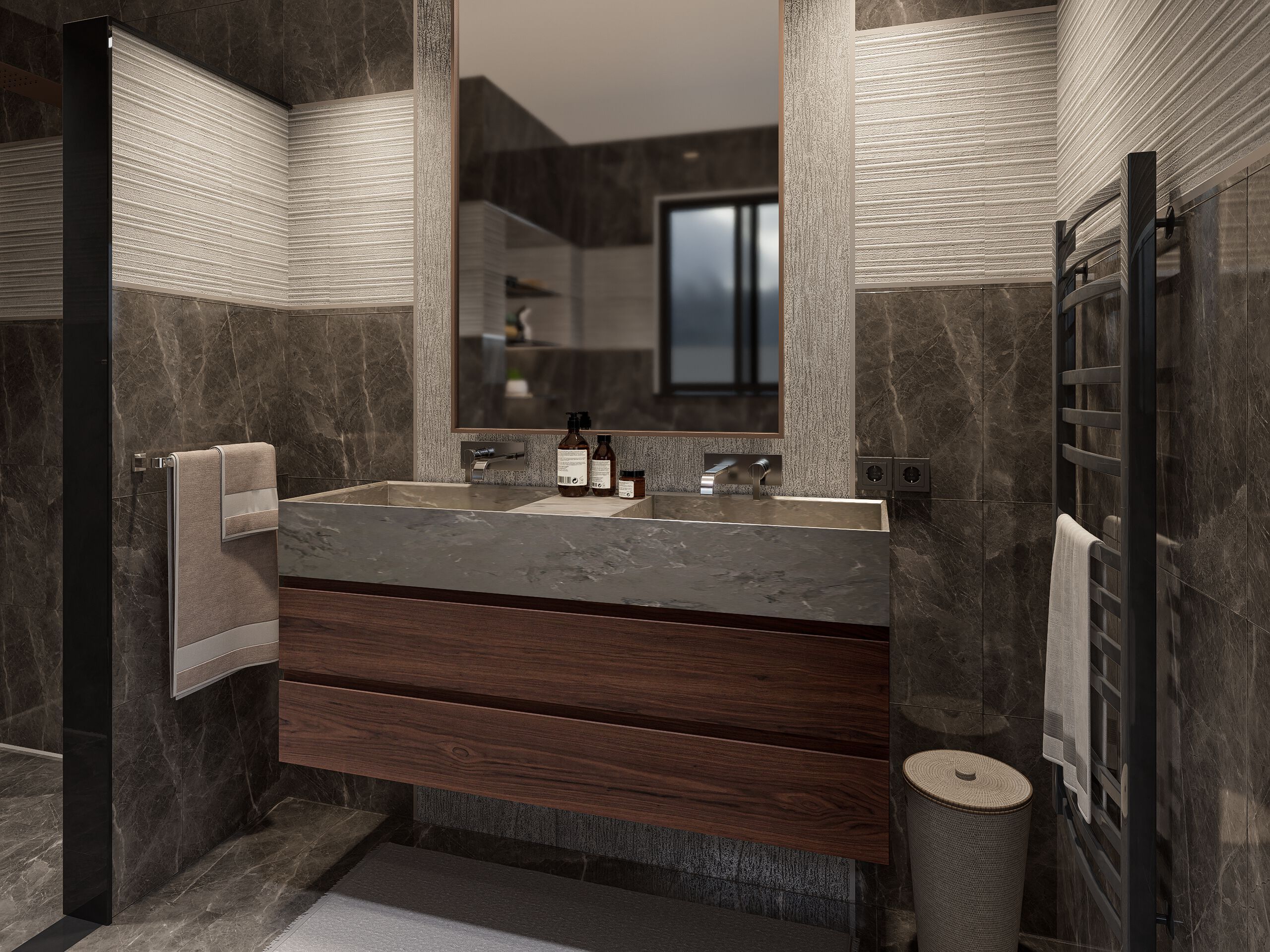 Двойная раковина из грецкого ореха с ванной из кориана Antoine Perdrieau Marietti ARCH-00082016 - Вид №2