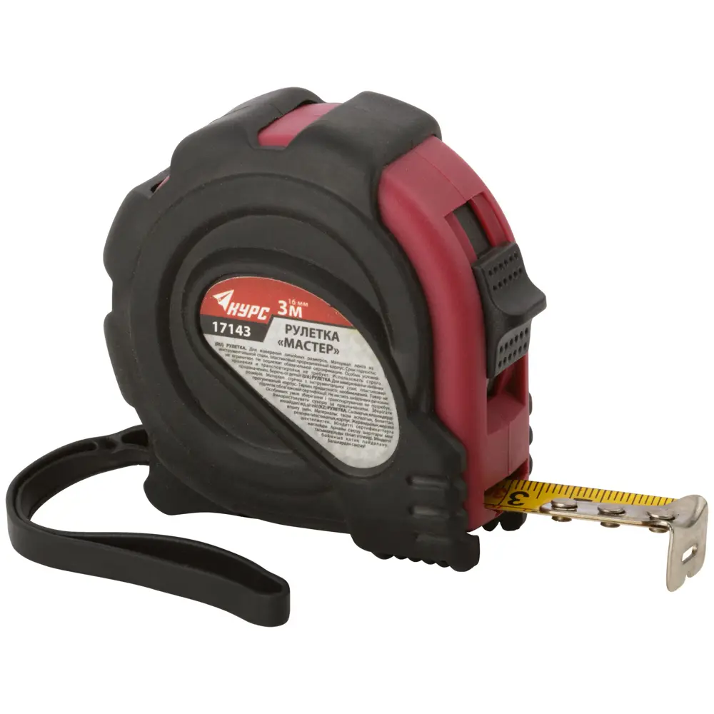 Рулетка Курс 17143 с прорезиненным корпусом, 3 м x 16 мм STLM-2141046