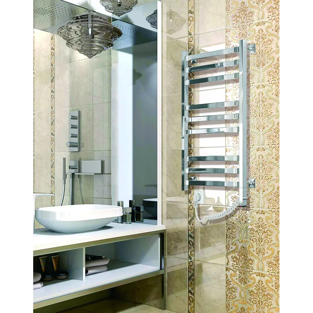 Полотенцесушитель электрический Арго Соренто-Э 500x1000 мм 115 Вт с терморегулятором лесенка цвет хром STLM-2037549 - Вид №4