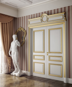V3-4 Tifernoit Лакированная дверь с золотыми рамами Porte