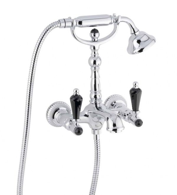 98011LCSWNECR Смеситель The One с ручным душем для ванны. Черные кристаллы Swarovski, цвет хром EMMEVI