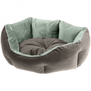 ПР0057053 Двухсторонняя софа для собак QUEEN 50 зелено-серая (велюр) 50x40xh18см FERPLAST