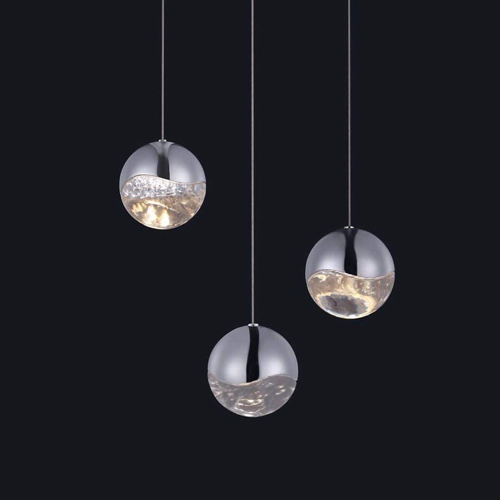 Светильник подвесной 120х27 см никель Globo 3U SD3301-3U nickel DELIGHT COLLECTION ДИЗАЙНЕРСКИЕ 00-3882286 Прозрачный;серебро  - Вид №1