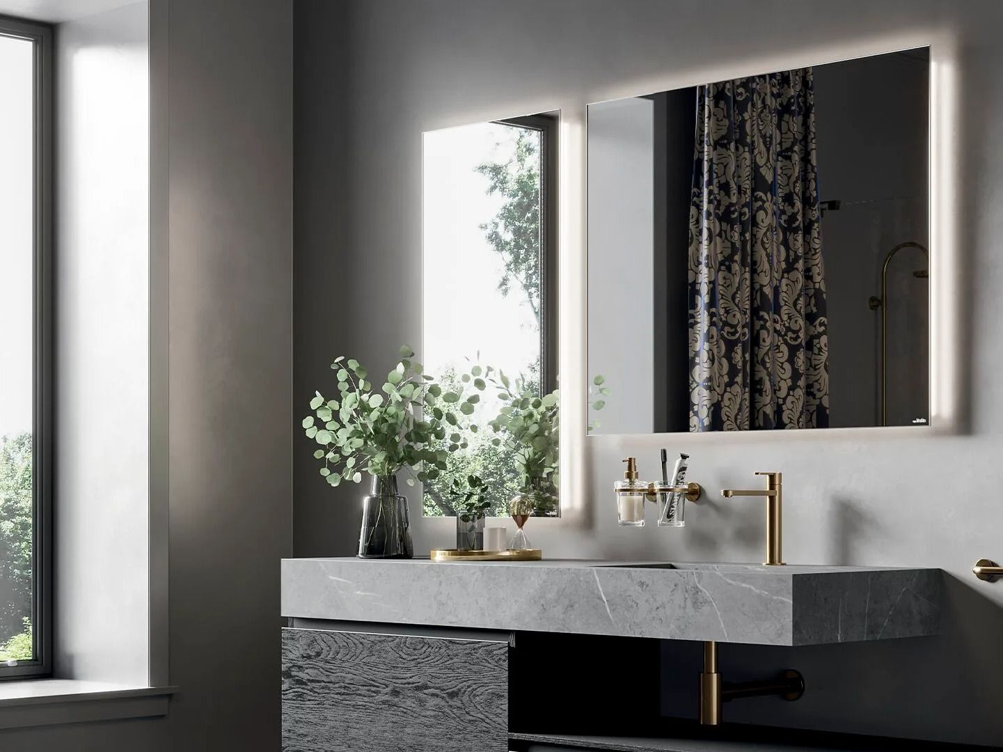 Зеркало для ванной со встроенным освещением INDA® ARCH-00083090