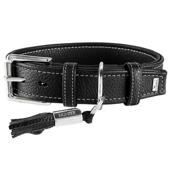 ПР0046530 Ошейник для собак Cannes 50 (34-42см)/2,8см натуральная кожа черный HUNTER 