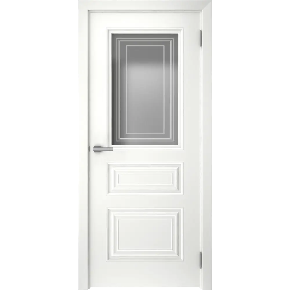 Межкомнатная дверь Скин 4 с матовым стеклом - белая эмаль 40×200 см 85683334 Santreyd STLM-1584630