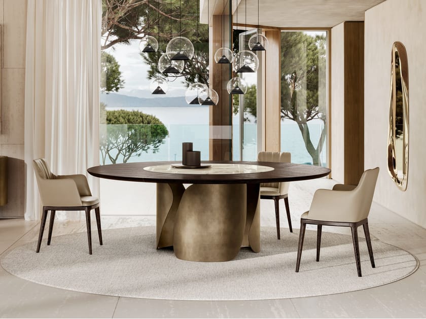 Круглый стол с деревянным и керамическим верхом EFORMA Onda ARCH-00081348