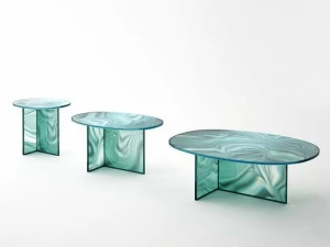 Glas Italia Овальный журнальный столик из хрусталя Liquefy
