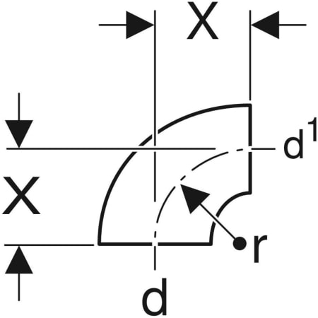 GEBERIT 361.872.16.1 Отвод Geberit PE 90°, укороченный, без патрубка  - Вид №2