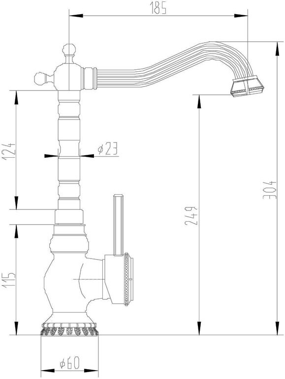 Смеситель ZorG Antic A 305K-BR для кухонной мойки, бронза - Вид №2
