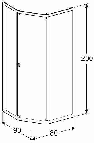 4983016809 Душевая стенка IDO Showerama 8-3 для пятиугольного душа, 800x900 мм  - Вид №4