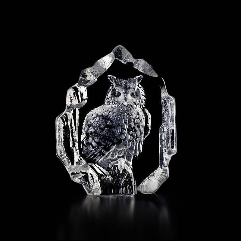 33600 Скульптура из прозрачного хрусталя «Филин», 100/125 мм. Maleras 