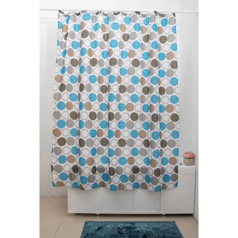 Штора для ванной Primanova Dots 180x200 см полиэстер цвет синий STLM-2105222 - Вид №3