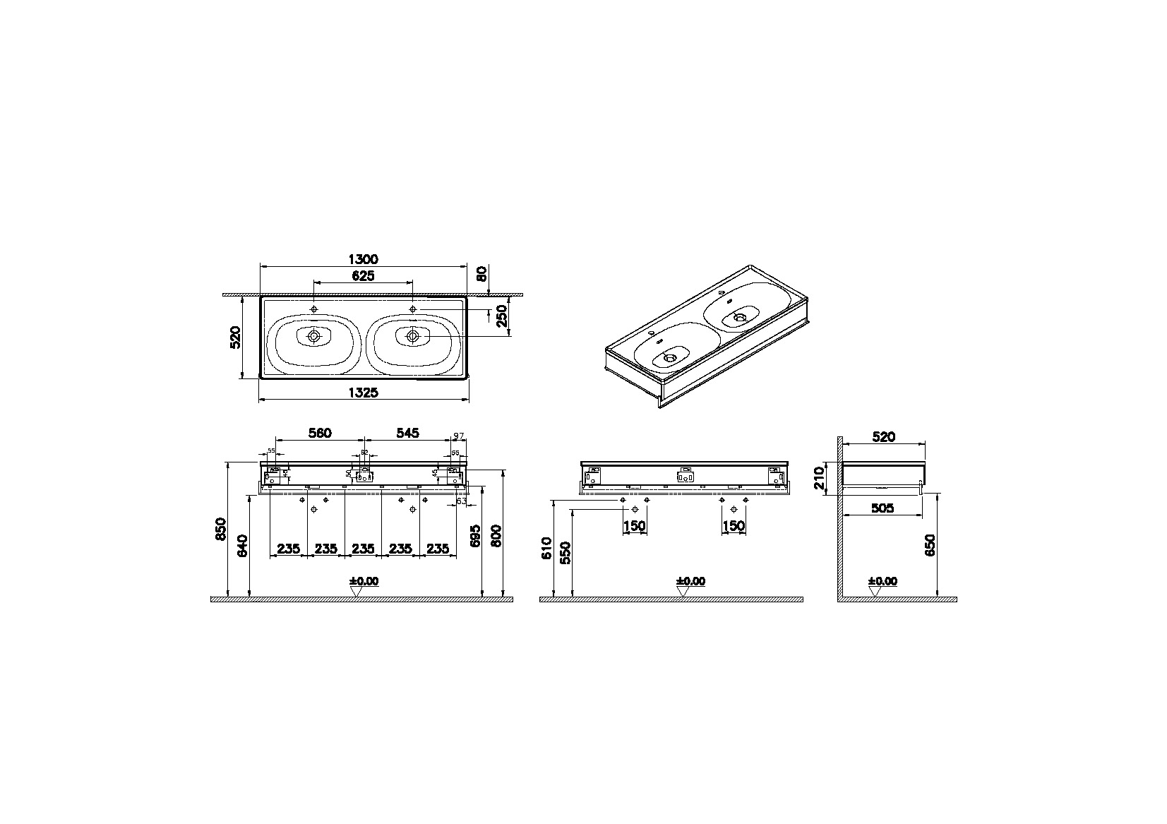66044 Раковина Vitraglobal Equal - Вид №1