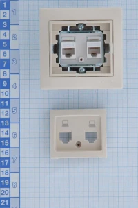 MIRA Розетка компьютер + телефон (RJ45 Cat 5e+RJ11) кремовый