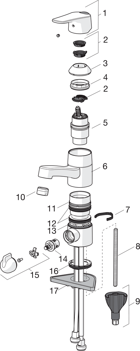 Oras 1814G Смеситель для умывальника с клапаном 1814G Vega Хром  - Вид №4