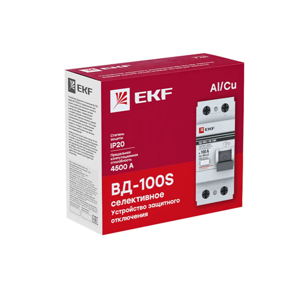 УЗО EKF PROxima ВД-100 2P 63 A 100 мА 4.5 кА AC 84405879 STLM-2196529  - Вид №3