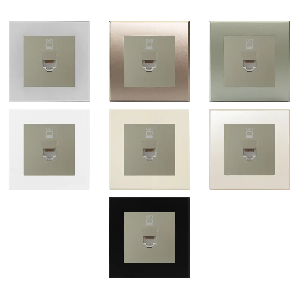 Розетка компьютерная встраиваемая Lexman Виктория RJ45, цвет матовая шампань STLM-2085455 - Вид №1