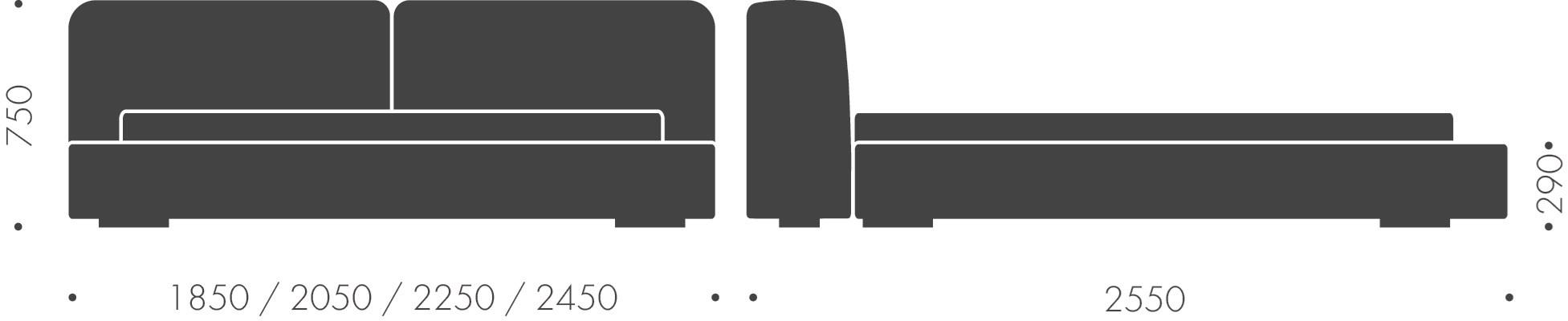 Heavens Двуспальная кровать из ткани с мягким изголовьем Andrea sun-id-1479243 - Вид №3