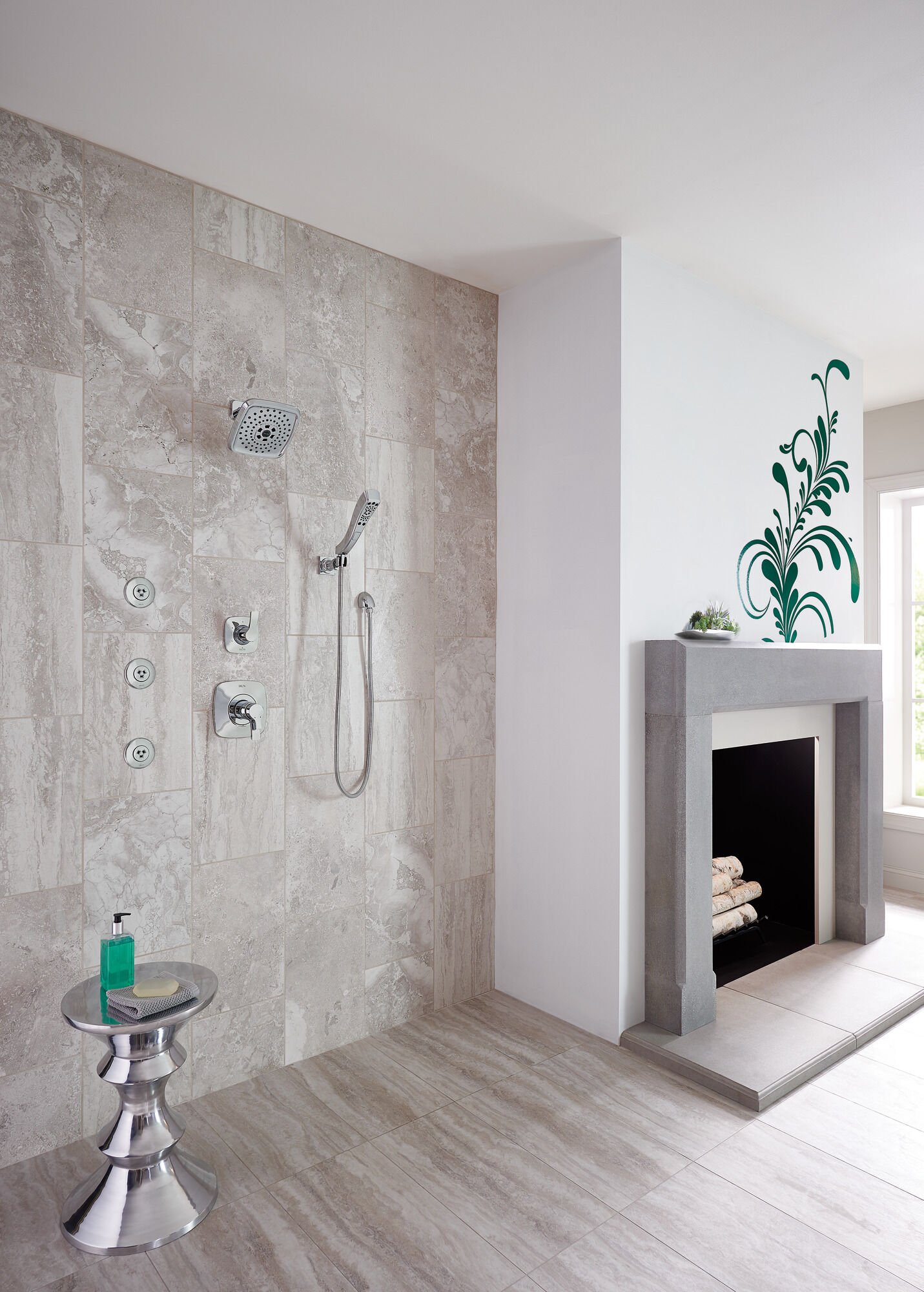 55552-PN H2Okinetic® Ручной душ с 4 настройками для настенного монтажа Delta Faucet Universal Showering Полированный никель  - Вид №10