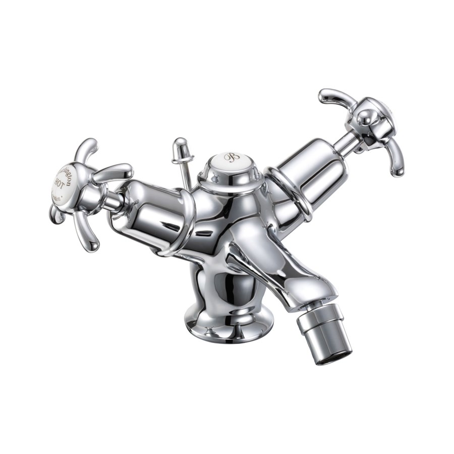 Burlington Смеситель для биде Anglesey с выдвижным сливом Четверть оборота с белым акцентом AN13-QT  - Вид №2