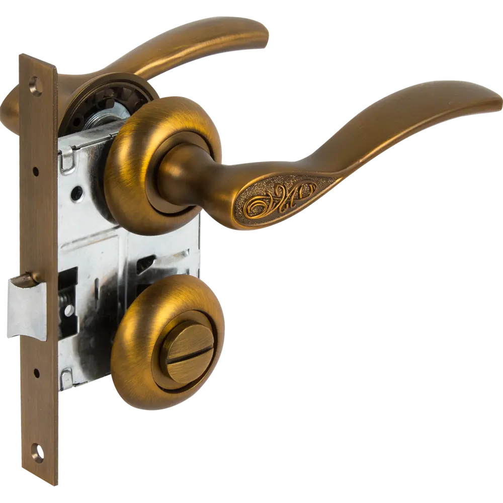 Комплект дверных ручек 12L 170 BK, с запиранием, цвет кофе ФАБРИКА ЗАМКОВ STLM-2113641 - Вид №1