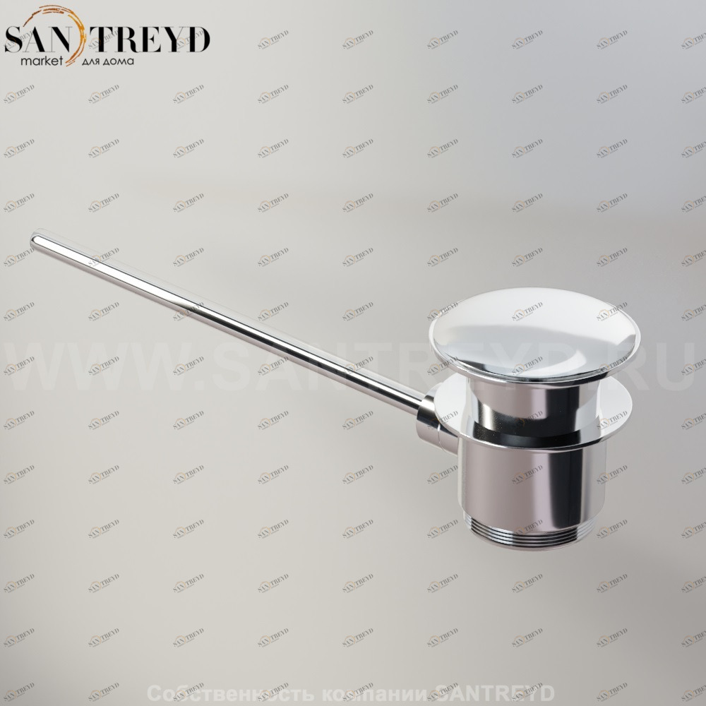 Agape  Всплывающий донный клапан с хромированной крышкой с горизонтальным стержнем для раковин или биде с переливным отверстием MET0346PS Ricambi